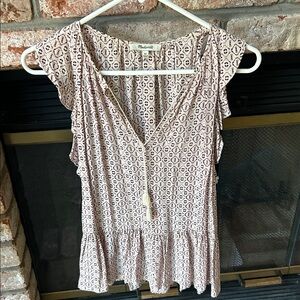 NWOT Madewell‎ 100% Silk Lily Ruffle Top Echo Grid Combo Peplum Blouse Size XS